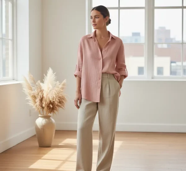 Chemise femme rose Chemise Oversize Femme - 100% Lin Français