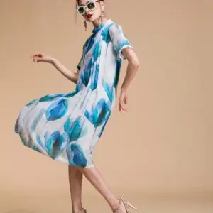 Robe Portefeuille Fluide - Motif Saisonnier Éthique